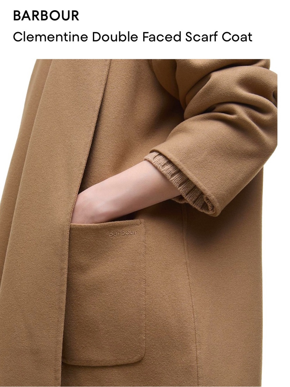 Womens Camel Wool Blend Button Front Coat with Scarf NWT - Picture 6 of 8